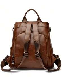 2024 New Hot Women's Backpack Designer High Quality Soft Leather Simple Fashion Backpack Large Capacity Antitheft Shoulder Bags - Brown - View 6