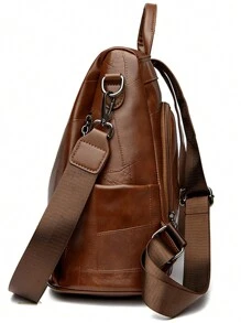 2024 New Hot Women's Backpack Designer High Quality Soft Leather Simple Fashion Backpack Large Capacity Antitheft Shoulder Bags - Brown - View 7