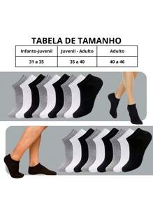 Kit 12 pares de meia soquete unisex masculino e feminino - Branco - Visão 4