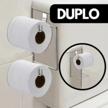 Double Toilet Paper Holder For Toilet Tank Silver Chrome White Black - 白色雙撐 - 查看 3