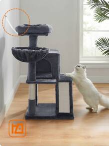 Feandrea Árbol de Gatos, Torre para Gatos Grandes, Rascador para Gatos, con Plataforma, Gris Ahumado - Gris Oscuro - Ver 8