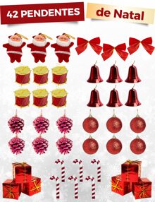 Kit 42 Christmas Tree Ornaments Christmas Decoration Luxury Pine Tree Pendants - 紅色 - 查看 1
