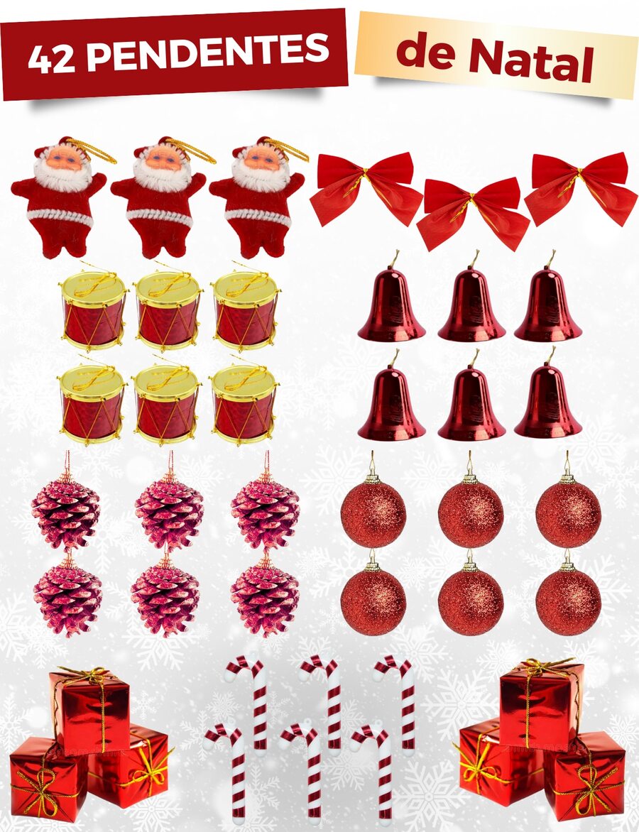 Kit 42 Christmas Tree Ornaments Christmas Decoration Luxury Pine Tree Pendants - 紅色 - 查看 1