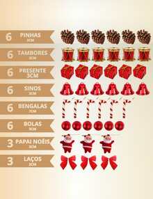Kit 42 Christmas Tree Ornaments Christmas Decoration Luxury Pine Tree Pendants - 紅色 - 查看 5