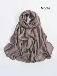 1 件女士 Abaya 配饰纯色宽边莫代尔围巾，休闲透气头巾百搭保暖披肩头带柔软头巾面纱衣服