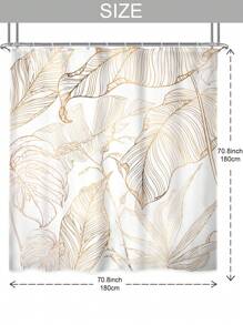 1 rèm tắm lá nhiệt đới bạch kim có lá chuối, cây cọ, cây đồng trừu tượng và họa tiết thiên nhiên, bộ trang trí phòng tắm kèm 12 móc nhựa - 70,8 inch * 70,8 inch trang trí phòng tắm gia đình trang trí mùa thu phụ kiện phòng tắm trở lại trường - Vàng - Xem 3