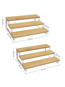 SONGMICS Especiero, Juego de 2 Estante para Especias, Especiero Extensible de 3 Niveles, de Bambú, Apilable, para Despensa, Encimera, Mostrador, Natural y Negro MKCS016N01 - Blanco - Ver 8