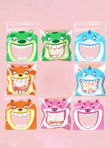 100pcs/Pack Four-In-One Cartoon Party Gift Baking Packaging Self Adhesive Bags Wedding Party Gift Bags School Supplies Food Bag Food Box Suitable For Candy Chocolate Cookies Etc.