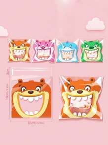 100pcs/Pack Four-In-One Cartoon Party Gift Baking Packaging Self Adhesive Bags Wedding Party Gift Bags School Supplies Food Bag Food Box Suitable For Candy Chocolate Cookies Etc.