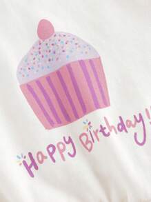 MARC&JANIE Bluza z nadrukiem Young Girl Cake & Letter Graphic Raglan Sleeve - Wyrazisty róż - Zobacz 10