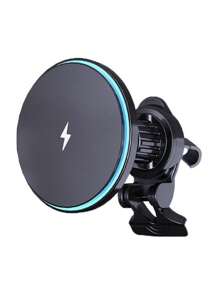 1个适用于车载充电器的15W快充磁吸式无线车载充电器，适用于 15/14/13/12手机支架，带出风口，支持无线充电功能