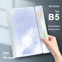 1pc,A5/B5,54sheets,108pages,Binder,Indexing Notebook,Feather Planner,Removable Loose-Leaf,Office,School Supplies,Multicolor Bookmark Binder,School Supplies,Back To School