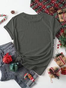 Regalo personalizado de Acción de Gracias/Navidad, Camiseta de mujer personalizada - Agrega tu propio texto/imagen (insignia/logotipo de la empresa/foto familiar/selfie), Guía de la fiesta de Navidad