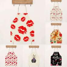 1pc Heart & Lip Print Halloween 3D Pattern Linen Apron For Home Cooking, Kitchen Wear Cooking Enthusiasts,Home Decor,Kitchen Decor,Halloween Decor,Room Decor,Christmas Decor,Party Decor,Party Gift,Halloween Decorations,Christmas Decorations,Halloween Gift,Christmas Gift,Kitchen Items,Kitchen Utensils,Kitchen Tools,Kitchen Things. - Multicolor - View 8
