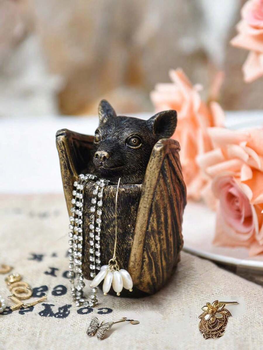 1 đồ trang trí nhà theo phong cách Gothic, hộp đựng đồ trang trí hình con dơi sáng tạo và dễ thương, hộp đựng đồ trang sức/trang điểm/phụ kiện tóc, giá đựng tăm, đồ trang trí để bàn, quà tặng hoàn hảo cho bạn bè và gia đình, Halloween, Giáng sinh