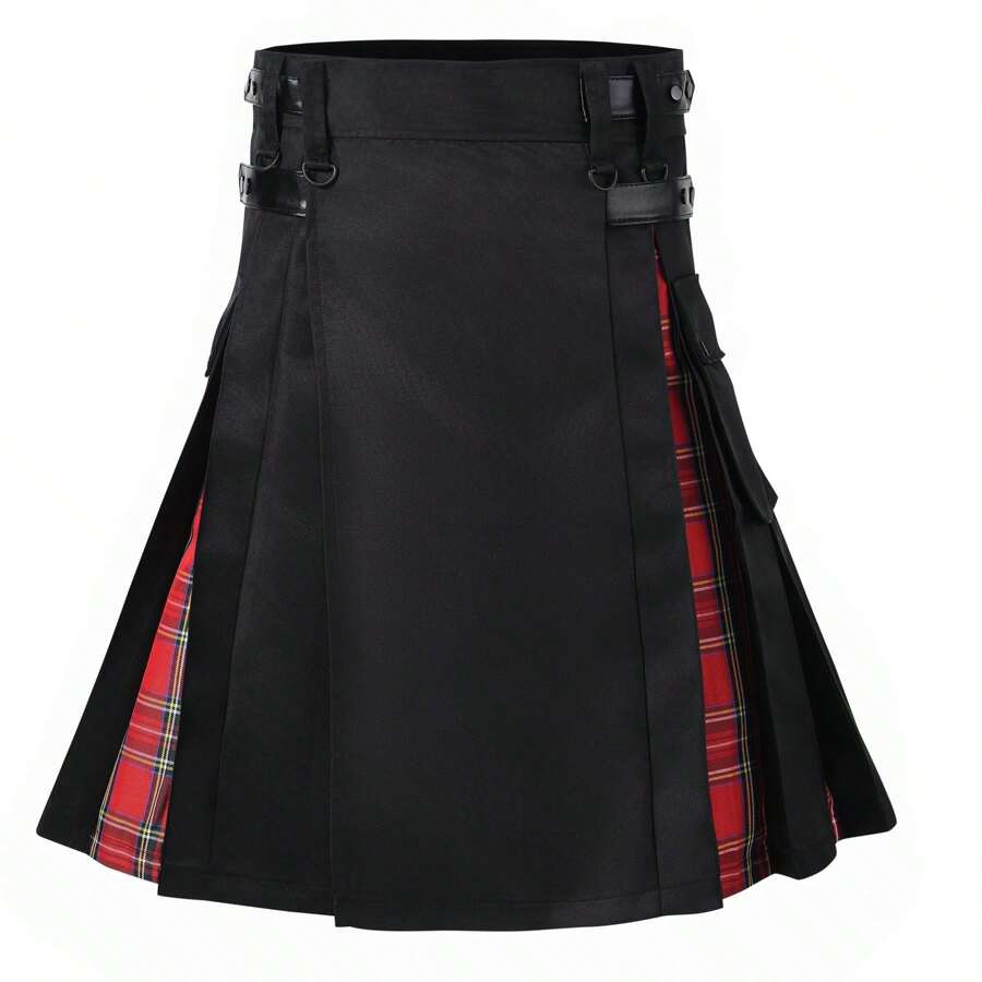 Spring/Summer European & American Popular Men's Scottish Tartan Contrast Color Pleated Kilt - Multicolor - View 1