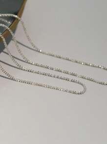 Nooxian 2 件/套时尚简约银色闪亮星形链项链，精致女士珠宝 - 銀色 - 查看 6