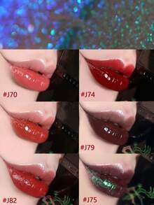 GIRLCULT Unreal 高光澤唇釉變色龍液體唇膏J82 Bright Red，油基鑽石閃亮亮片唇彩，閃耀金屬色澤，濃鬱珠光妝效，持久顯色，全息無滑石粉 3.5ml/0.12fl. oz，禮品裝 - J82 Bright Red - 查看 6