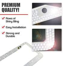 Zone Tech 2x Metal License Plate Frame Bling Rhinestone Chrome Crystal Diamond - màu đen - Xem 2