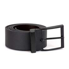Men's Belt With Black Square Metal Buckle, Comes With Acrylic Box. PVC Leather - 黑色 - 查看 2
