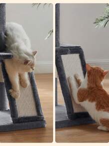 Feandrea Árbol de Gatos, Torre para Gatos Grandes, Rascador para Gatos, con Plataforma, Gris Ahumado - Gris Oscuro - Ver 5