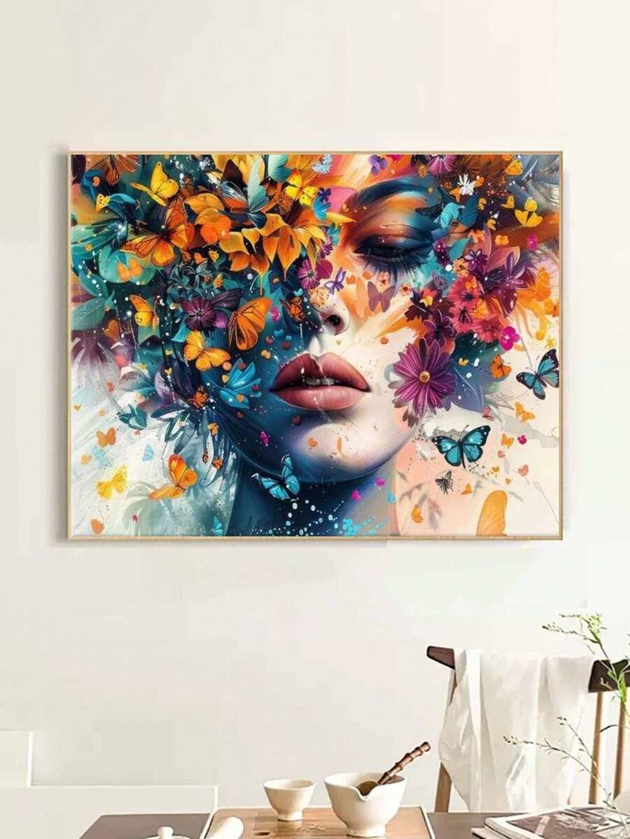 Tranh khảm kim cương 5D DIY chân dung người phụ nữ đáng yêu, Bộ tranh kim cương khảm trang trí tường nhà - Nhiều màu - Xem 1