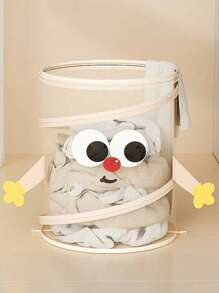 1 Pc Folding Dirty Laundry Sorting Basket With Lid Cute Cartoon Shape Round Mesh Frame Bucket Bathroom Cloth Laundry Storage Bag Halloween Decor, Room Decor, Christmas Decorations, Halloween, Halloween Decorations, Christmas, Halloween Decor, Christmas Decor, Fall Decor, Christmas Decor, Storage, Organizer - Multicolor - View 1