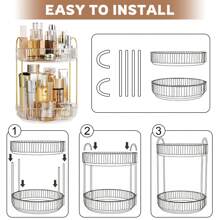 2-Tier Rotating Makeup Organizer, 360° Spinning Skin Care & Cosmetic Storage Rack For Perfumes, Lotions, Bedroom & Bathroom Display - 無色 - 查看 8