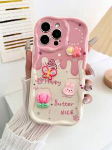 卡通图案彩绘油画纹理波浪边保护壳带链条配件，新款兼容Iphone15/iPhone14，糖果色防摔创意手机壳兼容 XR/7/8，兼容iPhone15 Pro Max、iPhone13、iPhone14、Apple 11软壳，P12防摔，XS直边彩绘，Redmi防水防震防摔防刮