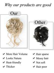 凌亂包子頭發片，輕輕鬆鬆的捲度髮型搭配鬈曲編織馬尾髮環，優雅設計時尚派對必備單品