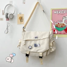 Saco De Mensajero De Nylon Mujer Mochila Coreana, Kawaii, bolso de lona con asa, bolso grande de gran capacidad, bolso reutilizable, bolso de tela, perfecto para el uso diario y los viajes, bolsos de tela para estudiantes, con múltiples compartimentos, perfecto para la playa, la escuela, el trabajo y el uso diario - Azul - Ver 8