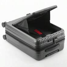 20-Inch Front-Open Laptop Carry-On Luggage, ABS+PC Scratch-Resistant Material, Spinner Wheels, Rear Cup Holder, USB Type-C Charging Port, TSA Lock, Ideal For Business Travel, Vacation, Student Use For School Suitcase Back To School Supplies Luggage School Stuff For College Dorm Essentials Holiday Essentials School Things Cruise Essentials Bag For School School Accessories - Black - View 3