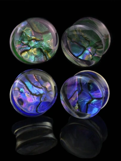 1 对 8-30 毫米贝壳图案亚克力耳塞 身体穿孔首饰