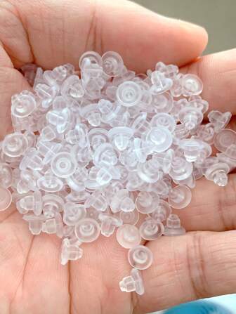 200pcs Transparent Silicone Ear Plugs, Earring Accessories For DIY Earrings, Hooks, Studs