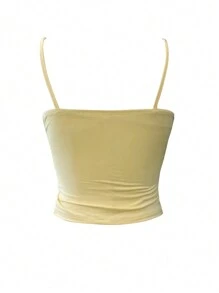 Women's Lace Patchwork Slit Sexy Solid Color Cami Top