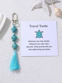 1pc Minimalist Colorful Sea Turtle, Starfish Shaped Tassel Keychain, Comes With Card, Suitable As For Best Friends, Couples, Bag Pendant Car Accessories Bag Charm School Cute Goth Y2k Christmas Gift Ideas Bag Lanyards With Id Holder Car Accessories Bag Charms - Multicolor - View 13