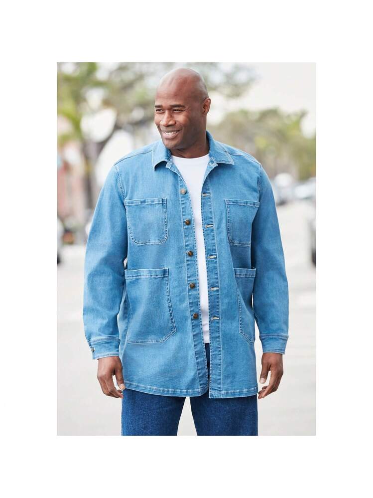 KingSize Men's Big & Tall Flex Denim Multi Pocket Chore Jacket