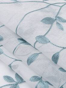 1 件刺绣半透明薄纱窗帘，滤光，索环，适合厨房、家庭或办公室使用，纯色，现代农舍风格，适用于卧室和客厅 - 藍色 - 查看 11