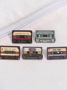 1/5 piezas Broche de cinta de música vintage, pines de broche de cinta de canción de dibujos animados, insignias de metal, accesorios de mochila y ropa, insignia de estilo antiguo, regalo para amigos, pin para ropa, bolso, encanto, útiles escolares de Kpop, maestro, accesorios de oficina, camisas, chaquetas, joyería, Navidad, Halloween