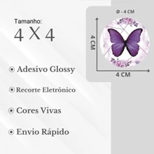 50 4cm Butterfly Label Stickers - 紫色 - 查看 2