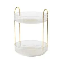 2-Tier Rotating Makeup Organizer, 360° Spinning Skin Care & Cosmetic Storage Rack For Perfumes, Lotions, Bedroom & Bathroom Display - 無色 - 查看 2