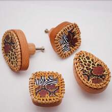1pc Natural Rattan Handles, Beech Drawer Handles, Cabinet Door Handles For Home Decoration - Multicolor - View 6