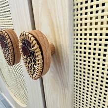 1pc Natural Rattan Handles, Beech Drawer Handles, Cabinet Door Handles For Home Decoration - Multicolor - View 4