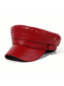 Elegant PU Leather Flat Top Beret Hat For Women - Adjustable Military Navy Hat With British Style - Perfect For Painting And Fashionable Outfits - Multicolor - View 9