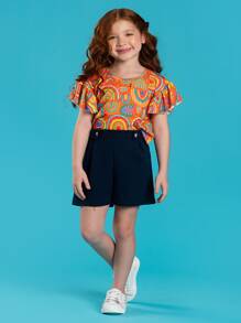 Summer Set Girl Rainbow Blouse And Shorts - Naranja - Ver 1