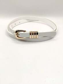 KIT New Imported Women's Thin Belt With Gold Buckle - 白色 - 查看 2