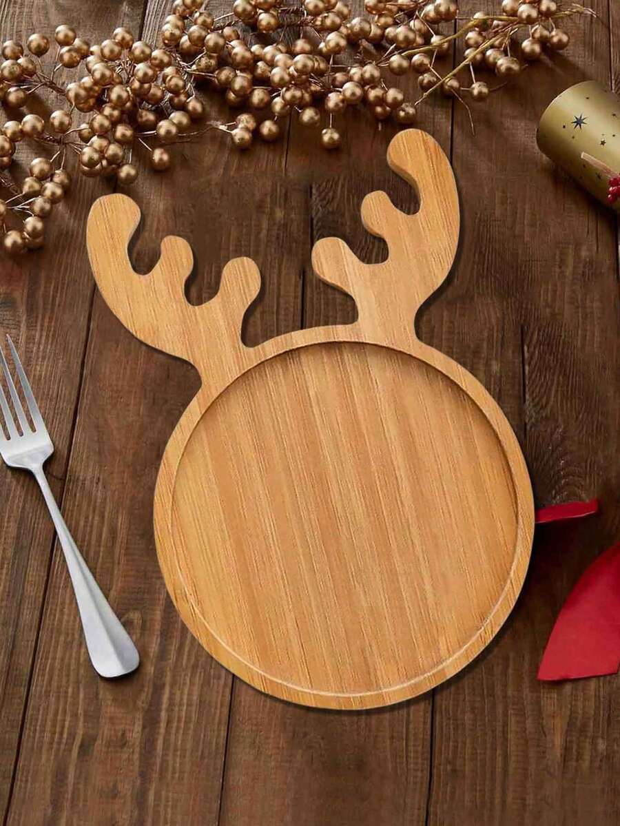 1pc Wooden Pumpkin Face Halloween Plate, Snack Cookie Tray, Dining