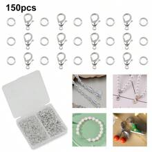 150 件/盒珠宝制作套件，50 个龙虾扣，100 个开口跳环，适用于 DIY 手链、项链、脚链配饰