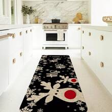 1/2pcs Thickened 0.47 Inch/1.2cm Snowman Deer Let It Snow Snowflake Christmas Kitchen Mats Set , Winter Decor Low-Profile Kitchen Rugs For Floor - Multicolor - View 5