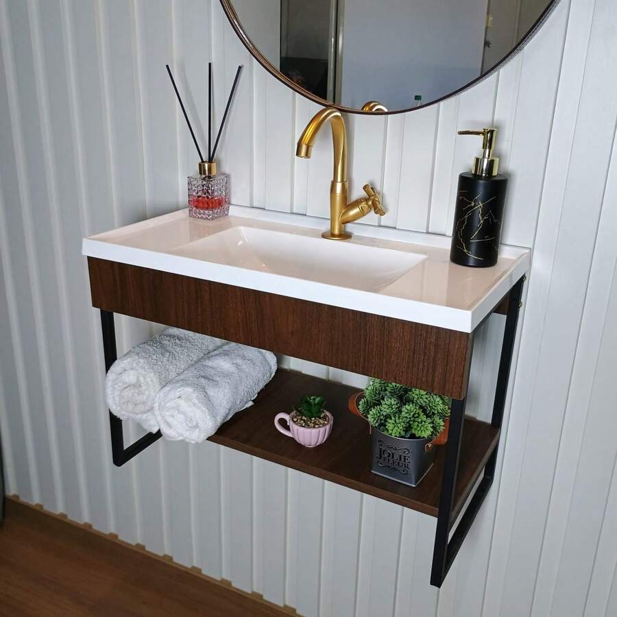 Bathroom Cabinet Bathroom Cabinet Home Bathroom Cabinet Bathroom Cabinet With Sink - Màu nâu Sô-cô-la - Xem 1